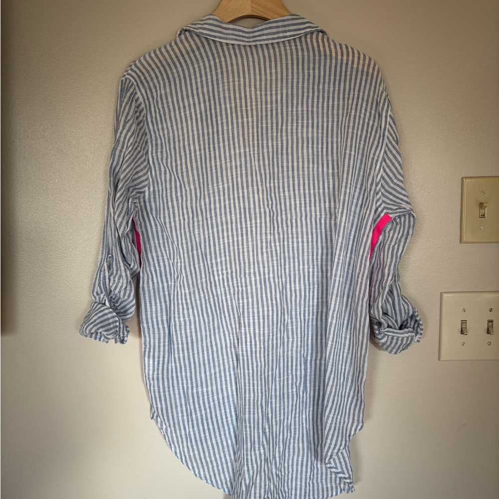 Sundry Blue Striped Women’s Shirt Size Medium - Picture 3 of 3